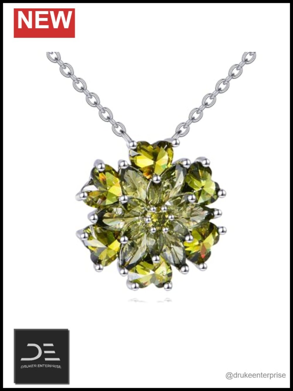 Sterling Silver Flower Birthstone Pendant Necklace Cubic Zirconia for Women